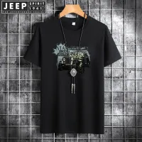 JEEP SPIRIT 1941 ESTD Solid color short-sleeved T-shirt new round collar T-shirt good cotton good fabric color does not fade shirt clothes