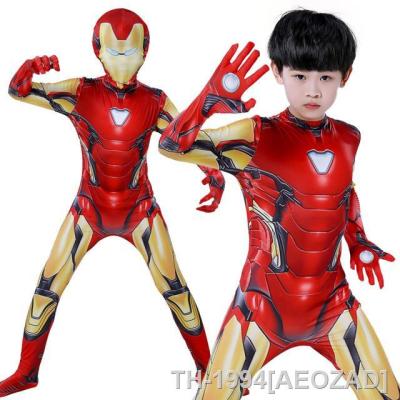AEOZAD Crianças Homem De Ferro บอดี้สูท Traje Spandex ฮาโลวีน Spiderman คอสเพลย์ Macacão Zentai Ternos Estilo 3D Dress Up