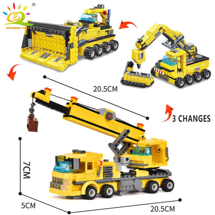 ใหม่-huiqibao-ของเล่น693ชิ้น8in1วิศวกรรมรถบรรทุกอาคารบล็อกเครน-bulldozer-รถเมืองก่อสร้างอิฐชุดสำหรับเด็กเด็ก