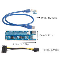 ตัวเชื่อมต่อกราฟิกการ์ด PCI-E สำหรับ1x ด่วนเพื่อต่อ16x ไรเซอร์การ์ดพอร์ตอะแดปเตอร์พร้อม USB 6ขาสายไฟ Durabl