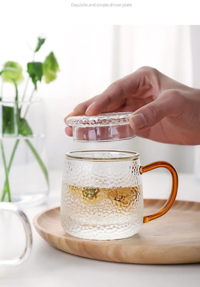 320ml Heat Resistant Transparent Glass Cup Tea Cup With Lid