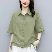 G-gourd Mid-sleeve shirt Female Mom top draw rope loose and thin shirt summer womens shirt summer clothes 301T1116