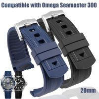 ﹍ สายยางโค้ง 20 มม. สำหรับ Omega Seamaster 300 สายนาฬิกาผู้ชาย ดำน้ำ กีฬากันน้ำ สร้อยข้อมือซิลิโคน หัวเข็มขัดสแตนเลส