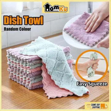 5-10Pcs Absorbent Kitchen Towels Soft Microfiber Cleaning Cloths Non-stick  Oil Dish Cloth Rags For Kitchen Household Dish Towel