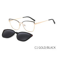 O-Q CLUB 2 In 1 Magnetic Clip On Women Glasses Cat Eye Fashion Polarized Sunglasses Myopia Prescription Eyeglasses Frames B23108