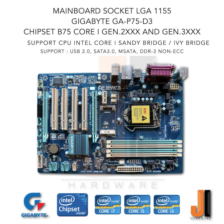 mainboard-gigabyte-ga-p75-d3-lga1155-support-intel-core-i-gen-2xxx-and-gen-3xxx-สินค้ามือสองสภาพดีมีการรับประกัน