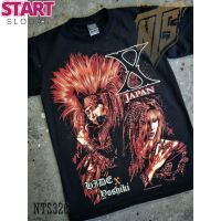 START 11.11NTS​ 326 X Japan Yoshiki Hide เสิ้อยืดดำ เสื้อยืดชาวร็อค เสื้อวง New Type System NTS Rock brand Sz. S M L XL XXL