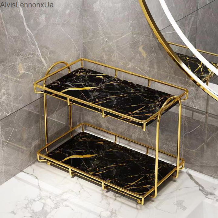 Gold doublelayer iron toilet shelf bathroom toilet shelf desktop