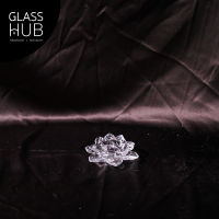 GLASS HUB ( AMORN ) LXS001 - เชิงเทียนแก้ว ทรงดอกบัวบาน แฮนด์เมด ดีไซน์สวยหรู เนื้อใส (เซต 2 ใบ)