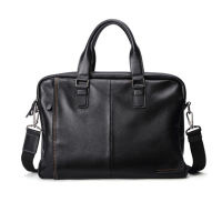 Genuine Cow Leather Mens Briefcase Husband messenger bag Tote Business Travel Shoulder Bag Black Male Laptop Hand Bags Bolsa