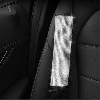 Bling Bling Car Gear Shift Cover Seat Belt Cover Waist Support Neck Pillow Wheel Cover Crystal Diamond Car Decor Accessories set