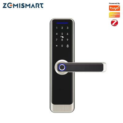 Zemismart Tuya Zigbee กุญแจล็อกประตูบ้านระวังภัยล็อคอัจฉริยะแกนปลดล็อครหัสผ่านโดยใช้ลายนิ้วมือพร้อมกริ่งประตู