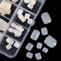 Square Full Cover Fake Toenail Natural White Clear Press On Toe Foot Nails Art Tips อะคริลิคประดิษฐ์เล็บปลอมเล็บเครื่องมือ