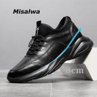 Misalwa 3 /6 /8 CM Elevator Leather Men Sneaker Breathable Casual Young Men Trainers Trendy Height Increase Taller Shoes