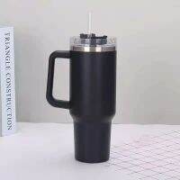 40OZ Tumbler With Handle Powder Coating Double Wall Stainless Steel Vacuum Flask Cup Tumbler With Straw And Lid