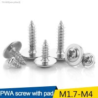 ☌ LUHUICHANG 100pcs PWA Cross Round Head with Washer Self Tapping Screw M1.7 M2 M2.3 M2.6 M3 M4 Carbon Steel Phillips Screw