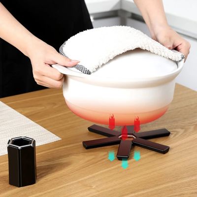 Creative สีดำพับลื่นทนความร้อน Placemat Trivet Pan Pad ผู้ถือหม้อ Mat Coaster Cushion อุปกรณ์ครัว Hot