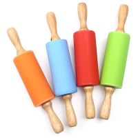 23cm Silicone Rolling Pin Wooden Handle Pastry Dough Pizza Pasta Bread Cookie Roller Kitchen Pastry Baking Tool Diy Homemade Bread  Cake Cookie Access