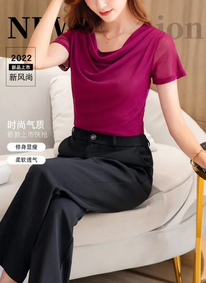 T Shirt Women Korean Style 2022 Summer Thin Mesh Temperament Tops