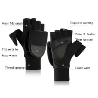 Fashion Winter Men Gloves For The Cold Convenient Outdoor Flip Photography Windproof Fingerless Gloves High Quality Male Gloves