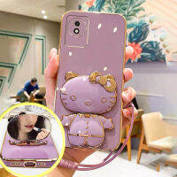 เคสสำหรับ โทรศัพท์ VIVO Y02 Y02A Y02T Y31 Y72 Y76 V20Pro V21 5G V23E พร้อมกระจกและสายรัดสั้น