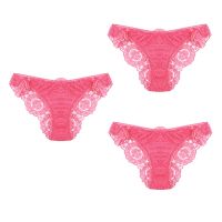 Annebra **ยกแพ็ค ถูกกว่า** แพ็ค 3 ตัว กางเกงใน ทรงบิกีนี่ ผ้าลูกไม้ Bikini Panty รุ่น AU3-758 สีชมพูเข้ม