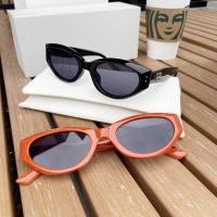 [COD] orange red square round face thin sunglasses womens trendy cat eye high-end ins net frame