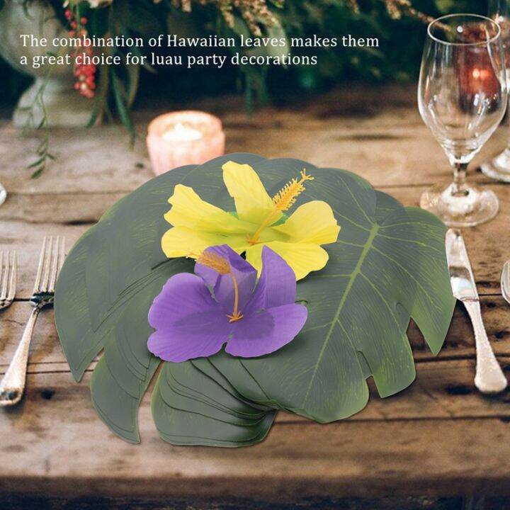 60-pcs-tropical-party-decoration-supplies-8-inch-tropical-palm-monstera-leaves-and-hibiscus-flowers-simulation-leaf-for-hawaiian-luau-party-jungle-beach-theme-table-decorations