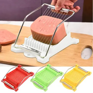 Spam Slicer,Multipurpose Luncheon Meat Slicer,Stainless Steel Wire Egg  Slicer,Cuts 10 Slices For fruit,Onions,Soft Food and Ham (White)
