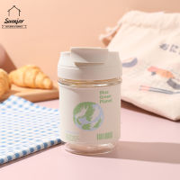 SWEEJAR 400มิลลิลิตรสูง Borosilicate ถ้วยแก้วด้วยฟางหนังแขนเชือกแบบพกพาแก้วรั่วซึมสำหรับนมกาแฟต่อต้านลวกทนต่ออุณหภูมิสูง