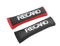 ราคาต่อ 2 ชิ้น นวมหุ้มเบลท์ ลาย รีคาโร่ สีแดง งานผ้า RECARO 2pcs Fabric Sponge Car Seat Belt Cover Case Shoulder