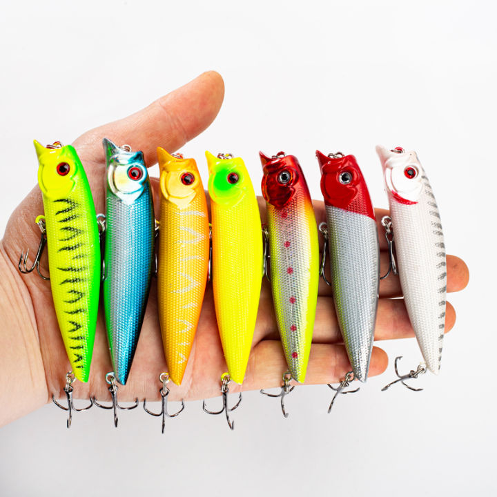 10สี9-5เซนติเมตร-12กรัม-popper-เหยื่อล่อปลา-topwater-แบบแข็งดินสอ3d-ตา-crankbaits-เหยื่อลอย2ตะขอสามชั้น