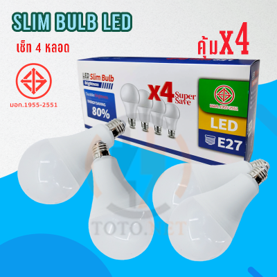 ร้าน TOTO.NET หลอดไฟ LED หลอด LED SlimBulb light ขั้ว E27 หลอดไฟ E27 Set 3W 5W 7W 9W 12W หลอดไฟ LED สว่างนวลตา