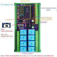 8ช่อง12โวลต์24โวลต์รีเลย์โล่โมดูล RS485 PLC IO ขยายคณะกรรมการสำหรับ A Rduino นาโน V3.0