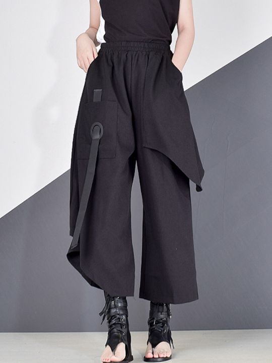 xitao-casual-patchwork-wide-leg-pants-women