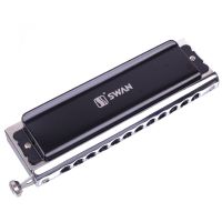 Swan 12 Holes Chromatic Harmonica Key of C 48 Tones Black 1pcs