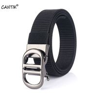 CANTIK Unique Double D Letter Zinc Automatic Buckle Metal Quality Black Nylon &amp; Canvas Belts For Men Jeans Accessories CBCA276