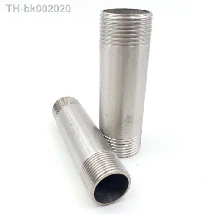 length-100-150-200-300mm-1-4-3-8-1-2-3-4-2-bsp-male-thread-long-nipple-304-stainless-steel-pipe-fitting-connector-adapter