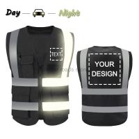 Reflective Safety Vest High Visibility blank Custom Logo XXXL Working Vest Motorcycle Jacket Fluorescent Signal For Men Woman