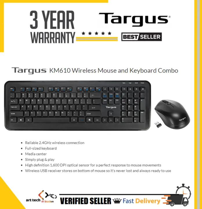Targus TGAKM610BK / AKM610 / KM610 Wireless Keyboard Mouse Combo