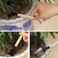 COD~ Plant Garden Tools Wooden Handle Gardening Shovel Rake Spade 3 Pcs Set