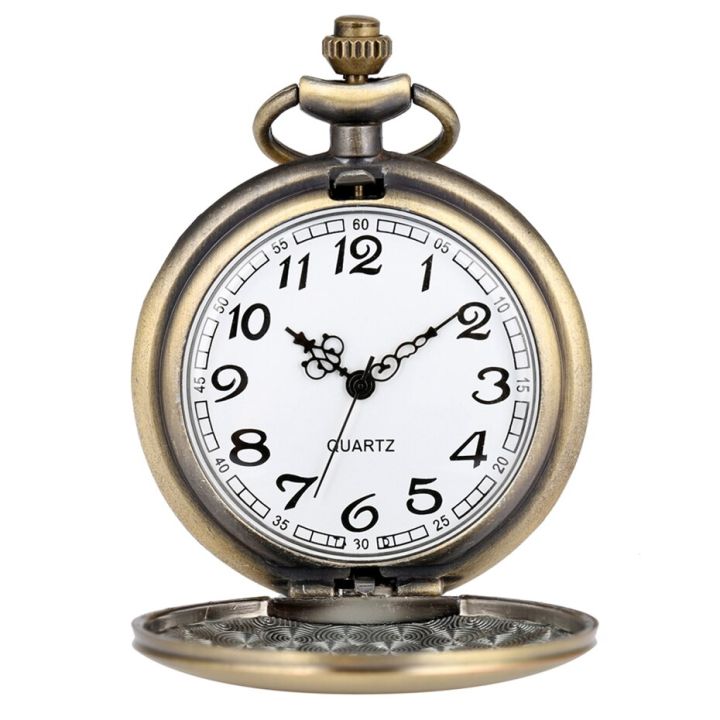 นาฬิกาควอตซ์ทรงกวางแกะสลักย้อนยุคสีบรอนซ์จี้สร้อยคอ-jam-rantai-หน้าปัดทรงกลมเรียบง่ายของขวัญของชำร่วย2021ของมาใหม่
