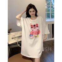 [S-5XL]KUSHการ์ตูนเสือเสื้อยืดคอกลมแขนสั้นสไตล์ฮาราจูกุพิมพ์ลายยอดนิยมของผู้หญิงคอตตอน 100% TD20