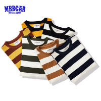 MBBCAR เสื้อยืดแขนยาวลายทางหนาสำหรับขี่มอเตอร์ไซค์อเมริกาแบบย้อนยุคผู้ชายคนใหม่ฤดูใบไม้ร่วงยี่ห้อ MBBCAR