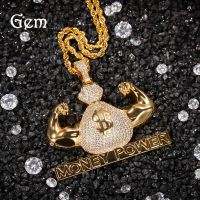 [COD] European and hip-hop new money bag pendant copper inlaid zircon tide brand gold-plated necklace student all-match jumping di ornaments
