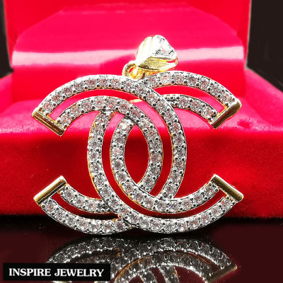 Inspire Jewelry ,จี้CN ฝังเพชรCZ งานDesign ตัวเรือนหุ้มทองแท้ 24K  ขนาด 2.5-3CM สวยหรู พร้อมกล่องกำมะหยี่หรู