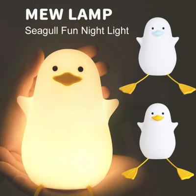 Cute Duck LED Night Lamp Silicone Lamp Rechargeable USB Sensor Timing Bedside Night Light For Bedroom Children Kids Gift