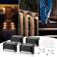 4PCS Solar LED Stair Lights Waterproof Outdoor Step Fence Deck Path Garden Yard Solar Light Decoration Fence Balcony Outdoor Lighting