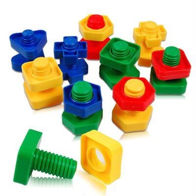 【CW】 5 Set Screw Building Blocks Plastic Insert Blocks Nut Shape Toys for Children Educational Toys Montessori Scale Models