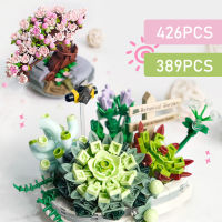 426PCS Loz Mini Blocks Sakura Cherry Tree Succulent Potted Plants Building Blocks Flowers Bricks Toy Girl Gift Over 6 Years Old